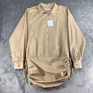 ashleigh stretch cotton cargo mini dress in khaki beige Rebellion Marine Long Sleeve Mini Dress main image 0
